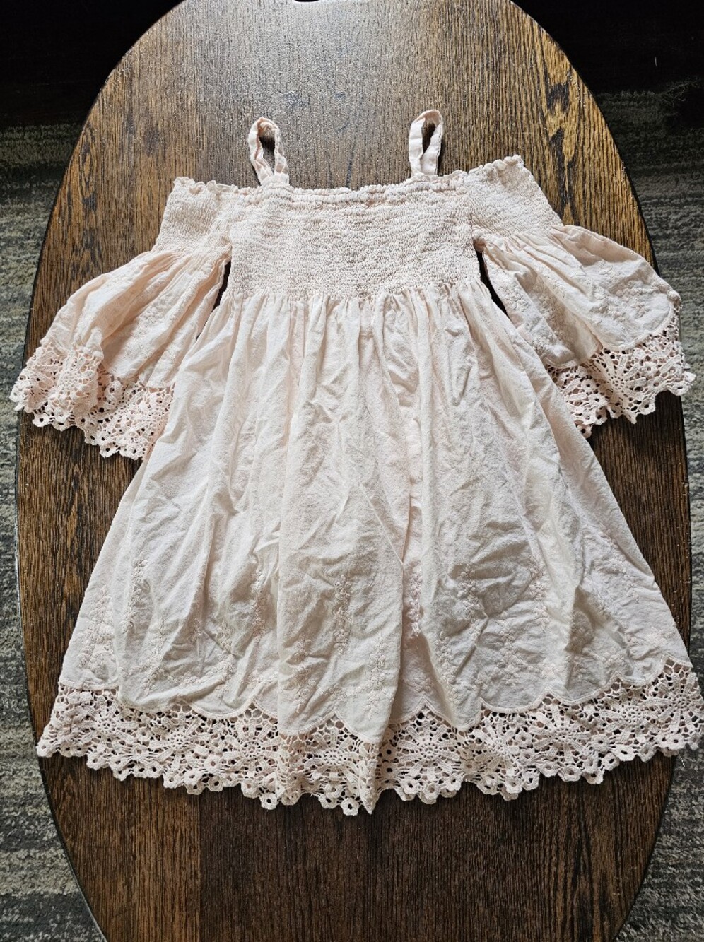 Biscotti Collection Soft Blush Crochet Lace Trim Babydoll Dress Size Girls 8